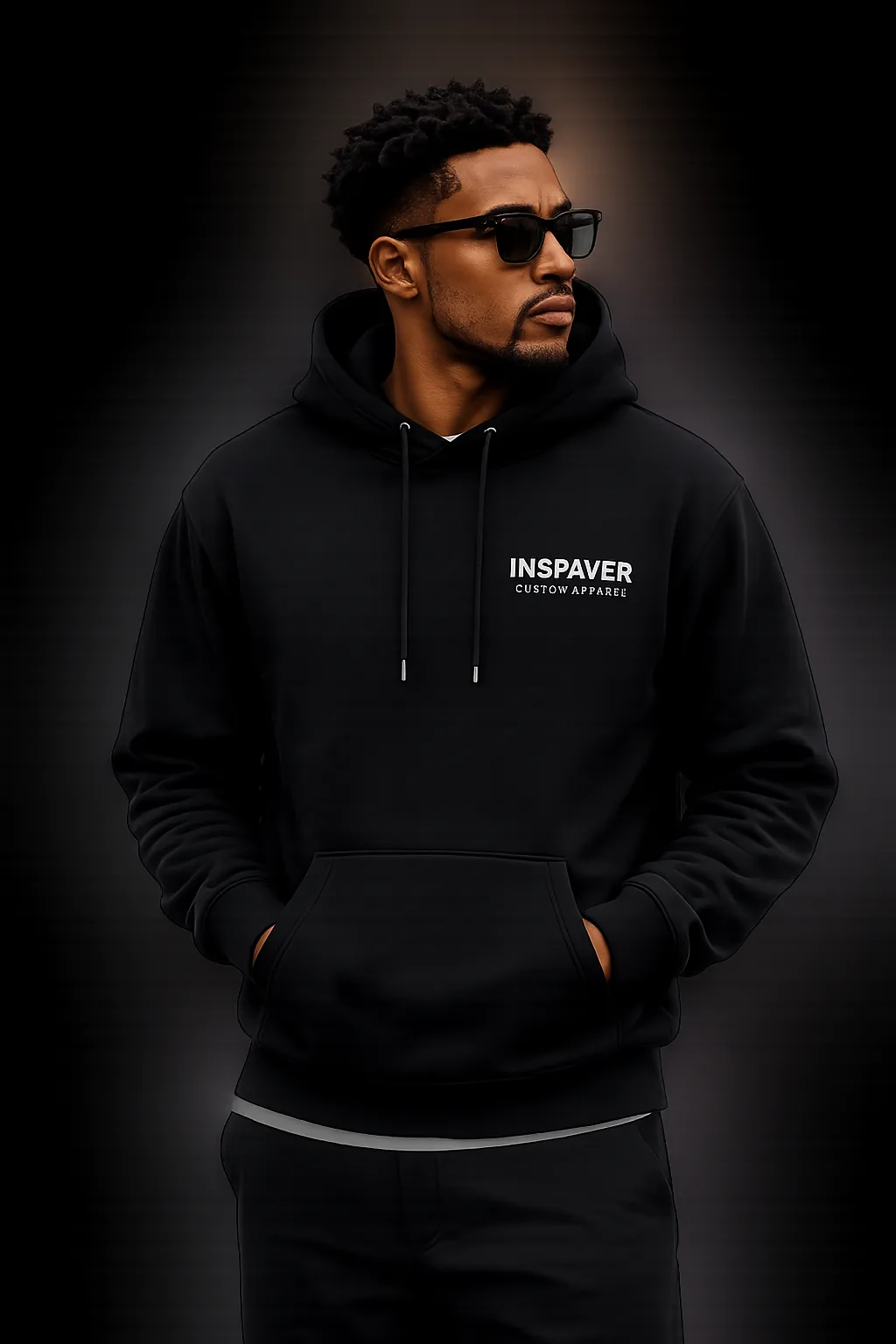 Custom printed black hoodie